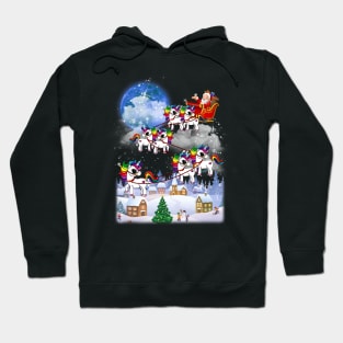 Santa Clause Drives Unicorn Reindeer Sleigh Hoodie